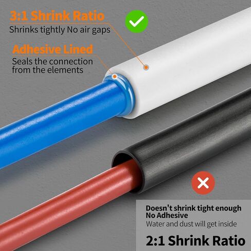 216PCS Heat Shrink Tubing,White Heat Shrink Tubing Kit-Wire Wrap,3:1 Adhesive Lined Shrink Tube,Automotive Industrial Heat-Shrink Tubing- Length 3.54",7 Common Sizes 1/8"-3/4" in Saudi Arabia