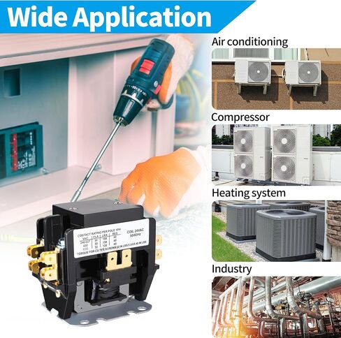HVAC Motor Contactor,1 Pole Air Conditioner Contactor 40 Amp 24V Coil,Condenser Contactor Compressor Contactor in Saudi Arabia