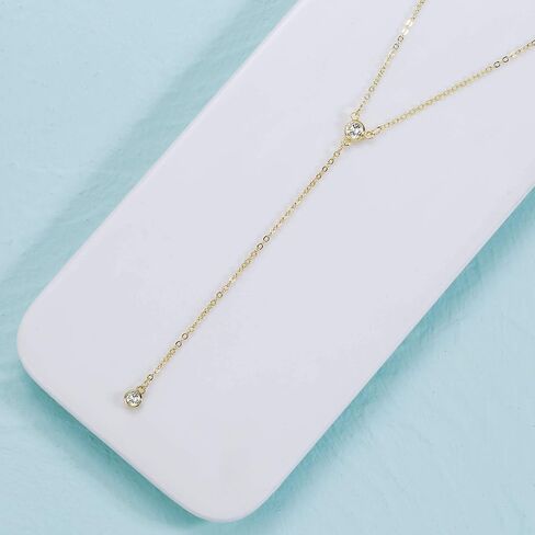 SUFOPE Dainty Y قلادة للنساء، قلادات ذهبية طويلة عصرية 14K مطلية بالذهب الطبقات القلائد مجموعة Dainty CZ Shining Dot قلادة مجوهرات هدية للنساء الفتيات in Saudi Arabia