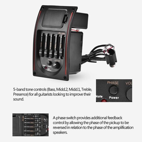 جيتار بريمب، 5 نطاقات لاقط جيتار صوتي EQ معادل بيزو بيك اب موالف رقمي مع موالف LCD لملحقات الجيتار الصوتي in Saudi Arabia