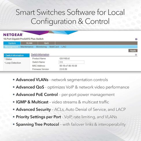 NETGEAR 26-Port PoE Gigabit Ethernet Smart Switch (GS724TPP) - Managed, Optional Insight Cloud Management, 24 x PoE+ @ 380W, 2 x 1G SFP, Desktop or Rackmount, and Limited Lifetime Protection in Saudi Arabia
