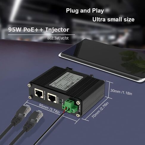حاقن PoE - حاقن Gigabit PoE+ الصناعي IEEE802.3 عند محول POE المقوى بقدرة 30 وات مع دخل تيار مستمر 12-48 فولت DIN- سكة حديدية، مثبت على الحائط in Kuwait