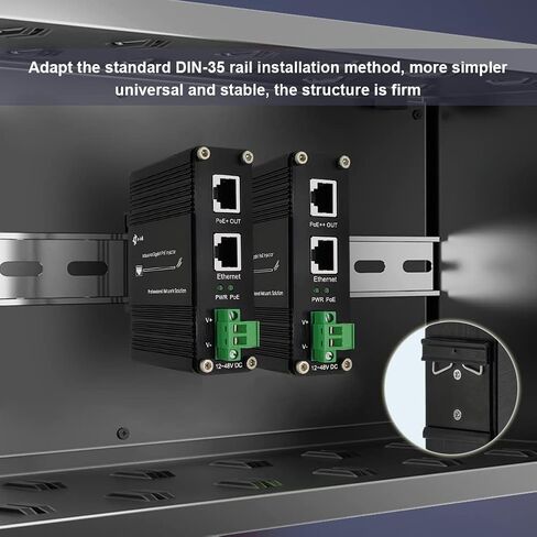 حاقن PoE - حاقن Gigabit PoE+ الصناعي IEEE802.3 عند محول POE المقوى بقدرة 30 وات مع دخل تيار مستمر 12-48 فولت DIN- سكة حديدية، مثبت على الحائط in Kuwait