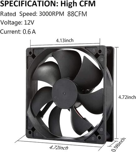 120mm 12V 2Wire 3Pin 3000RPM Moisture-Proof RV Cooling & Exhaust Fan 2-Pack in Kuwait