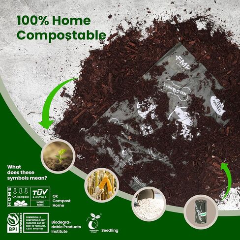 FMP Brands 120 Count 100% Compostable Dog Poop Bags Rolls for Large and Small Dogs, Leak-Proof Thickened Dog Waste Bags for Poop, 100% Plant-Based 8 Refill Rolls, Certified by BPI & OK Compost in Saudi Arabia