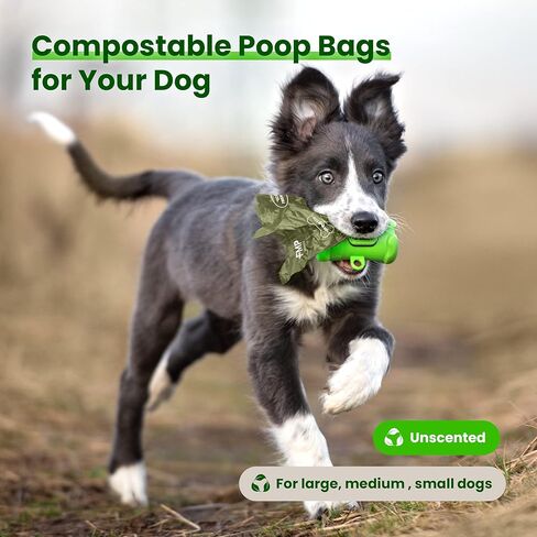 FMP Brands 120 Count 100% Compostable Dog Poop Bags Rolls for Large and Small Dogs, Leak-Proof Thickened Dog Waste Bags for Poop, 100% Plant-Based 8 Refill Rolls, Certified by BPI & OK Compost in Saudi Arabia