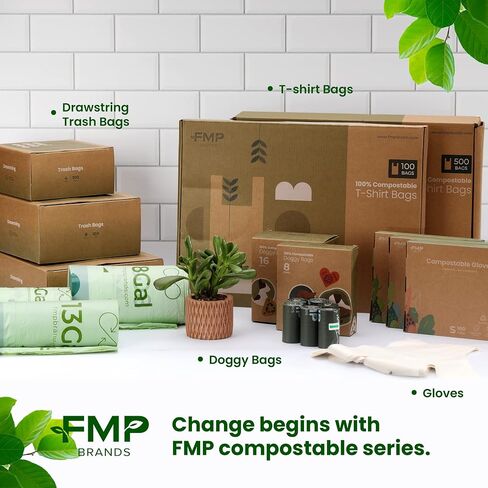 FMP Brands 120 Count 100% Compostable Dog Poop Bags Rolls for Large and Small Dogs, Leak-Proof Thickened Dog Waste Bags for Poop, 100% Plant-Based 8 Refill Rolls, Certified by BPI & OK Compost in Saudi Arabia
