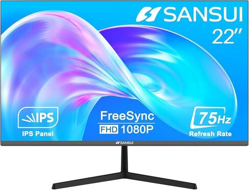 شاشة SANSUI مقاس 22 بوصة IPS 75 هرتز FHD 1080P HDMI VGA ومنافذ VGA شاشة كمبيوتر رفيعة للغاية قابلة للإمالة وقابلة للتعديل مع زاوية عرض واسعة 178 درجة - ترقية بصرية نهائية للمنزل والمكتب (ES-22X3) in Kuwait