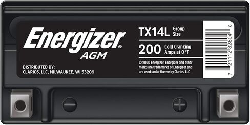 Energizer TX14L AGM Motorcycle 12V Battery, 200 Cold Cranking Amps and 12 Ahr. Replaces: YTX14L-BS and others in Saudi Arabia