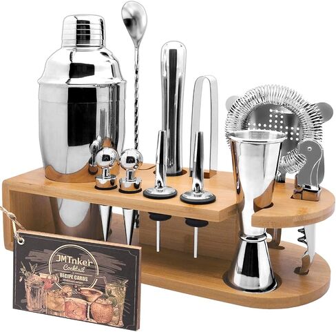 Cocktail Shaker Set with Stand Mixology Bartender Kit|Bar Tool for Drink Mixing, Cocktail Shaker Bar Accessories for Home Bar Set, Perfect for Apartment Essentials and House Warming Gifts New Home in Saudi Arabia