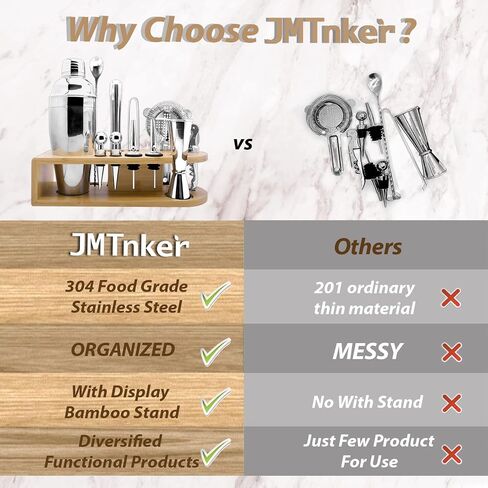 Cocktail Shaker Set with Stand Mixology Bartender Kit|Bar Tool for Drink Mixing, Cocktail Shaker Bar Accessories for Home Bar Set, Perfect for Apartment Essentials and House Warming Gifts New Home in Saudi Arabia