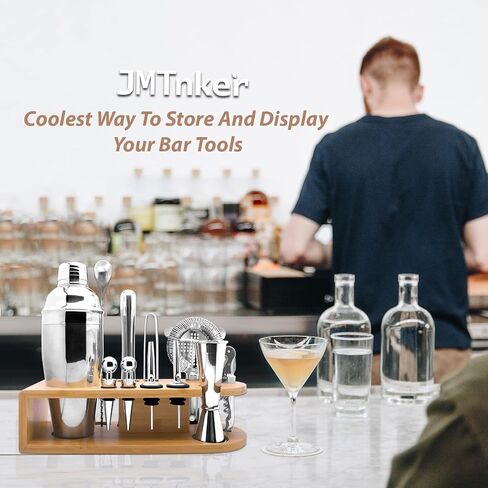 Cocktail Shaker Set with Stand Mixology Bartender Kit|Bar Tool for Drink Mixing, Cocktail Shaker Bar Accessories for Home Bar Set, Perfect for Apartment Essentials and House Warming Gifts New Home in Saudi Arabia