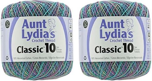 خيط كروشيه العمة ليديا - متنوع - مقاس 10 - (عبوتان) مونيه متعدد in Kuwait