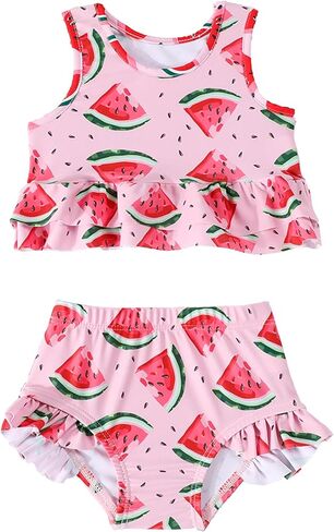 aichilra Baby Girls Swimsuit Fruit Print Sleeveless Swimwear Two-Piece Bathing Suit Beach Bikini Summer 0-24M in Saudi Arabia