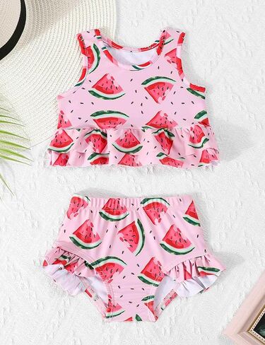 aichilra Baby Girls Swimsuit Fruit Print Sleeveless Swimwear Two-Piece Bathing Suit Beach Bikini Summer 0-24M in Saudi Arabia