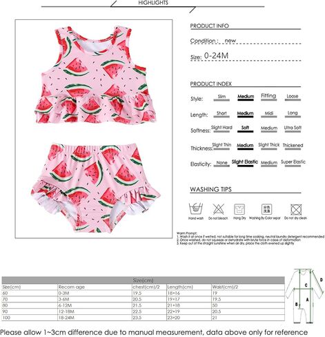 aichilra Baby Girls Swimsuit Fruit Print Sleeveless Swimwear Two-Piece Bathing Suit Beach Bikini Summer 0-24M in Saudi Arabia