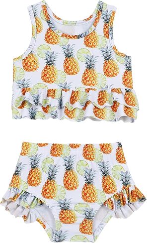 aichilra Baby Girls Swimsuit Fruit Print Sleeveless Swimwear Two-Piece Bathing Suit Beach Bikini Summer 0-24M in Saudi Arabia