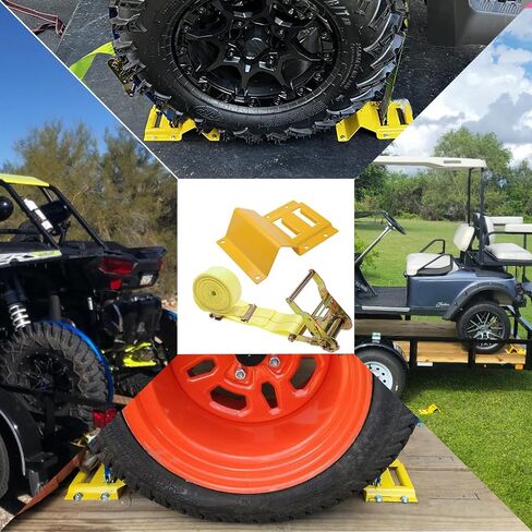 مجموعة أدوات ربط العجلات من Allucky بقدرة 1500 رطل للمقطورة والشاحنات الصغيرة - ATV، RZR، جزازة العشب، أشرطة ربط UTV - نظام أحزمة إطارات المقطورة شديدة التحمل (مجموعة عجلتين) in Saudi Arabia