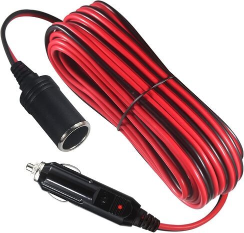 KUNCAN 26FT سلك تمديد ولاعة السجائر - 26 قدم 12V / 24V ذكر التوصيل إلى محول المقبس الإناث 14AWG كابل تمديد الثقيلة مع ضوء LED 15A الصمامات الطاقة التلقائية لمضخة إطارات السيارة، ضاغط الهواء in Saudi Arabia