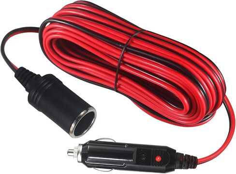 KUNCAN 26FT سلك تمديد ولاعة السجائر - 26 قدم 12V / 24V ذكر التوصيل إلى محول المقبس الإناث 14AWG كابل تمديد الثقيلة مع ضوء LED 15A الصمامات الطاقة التلقائية لمضخة إطارات السيارة، ضاغط الهواء in Saudi Arabia