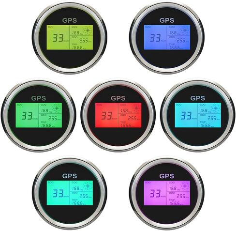 ELING 3 3/8 بوصة 85 مم عداد السرعة الرقمي GPS عداد السرعة LCD عداد المسافات بالطبع الأميال قابل للتعديل 7 مصابيح خلفية للقارب الثلجي والسيارة والدراجة النارية والشاحنة IP67 مقاومة للماء in Kuwait