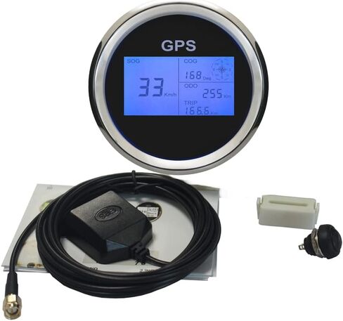 ELING 3 3/8 بوصة 85 مم عداد السرعة الرقمي GPS عداد السرعة LCD عداد المسافات بالطبع الأميال قابل للتعديل 7 مصابيح خلفية للقارب الثلجي والسيارة والدراجة النارية والشاحنة IP67 مقاومة للماء in Kuwait