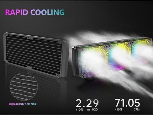 T-360MM Black ARGB Liquid CPU Water Cooling with 3 X 120mm ARGB PWM Fan,Temperature Display, Computer Water Cooling in Kuwait