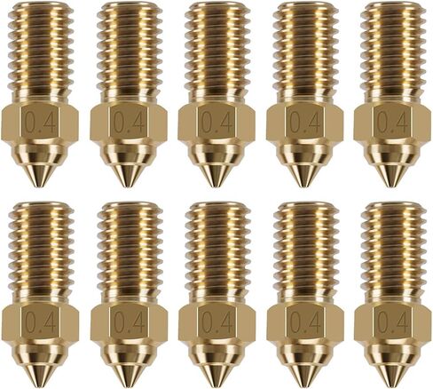 HysiPrui 3D Printer Extruder MK8 0.4mm Nozzle Kit - تتضمن قطعتين من الفولاذ المقسى + 5 قطع من الفولاذ المقاوم للصدأ + 5 قطع من النحاس + 5 قطع من إبر التنظيف + قطعة واحدة من أنبوب تخزين، لـ Elegoo Neptune 3 Pro/Plus/Max in Kuwait