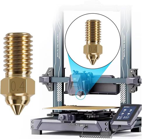 HysiPrui 3D Printer Extruder MK8 0.4mm Nozzle Kit - تتضمن قطعتين من الفولاذ المقسى + 5 قطع من الفولاذ المقاوم للصدأ + 5 قطع من النحاس + 5 قطع من إبر التنظيف + قطعة واحدة من أنبوب تخزين، لـ Elegoo Neptune 3 Pro/Plus/Max in Kuwait
