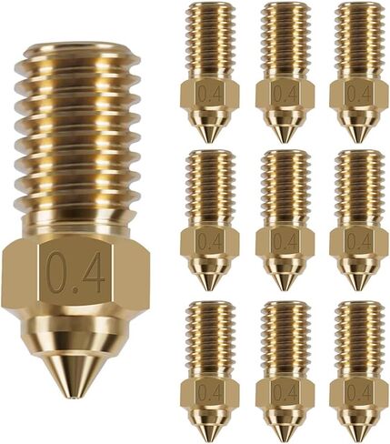 HysiPrui 3D Printer Extruder MK8 0.4mm Nozzle Kit - تتضمن قطعتين من الفولاذ المقسى + 5 قطع من الفولاذ المقاوم للصدأ + 5 قطع من النحاس + 5 قطع من إبر التنظيف + قطعة واحدة من أنبوب تخزين، لـ Elegoo Neptune 3 Pro/Plus/Max in Kuwait