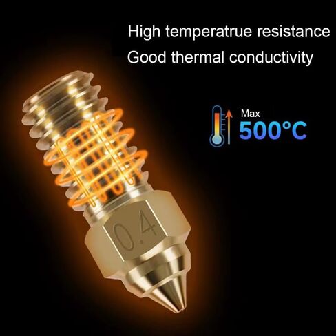 HysiPrui 3D Printer Extruder MK8 0.4mm Nozzle Kit - تتضمن قطعتين من الفولاذ المقسى + 5 قطع من الفولاذ المقاوم للصدأ + 5 قطع من النحاس + 5 قطع من إبر التنظيف + قطعة واحدة من أنبوب تخزين، لـ Elegoo Neptune 3 Pro/Plus/Max in Kuwait