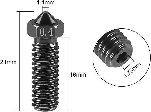 DIANN 15pcs V6 Volcano Nozzle Kit M6 Thread Hardened Steel Nozzles 0.2mm 0.4mm 0.6mm 0.8mm Extra Extruder Nozzles for 1.75mm Filament 3D Printer in Saudi Arabia