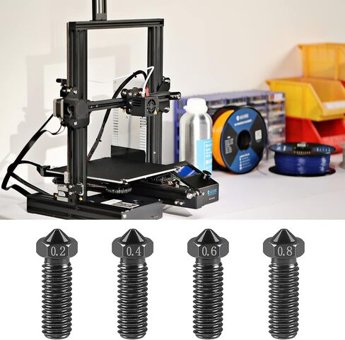 DIANN 15pcs V6 Volcano Nozzle Kit M6 Thread Hardened Steel Nozzles 0.2mm 0.4mm 0.6mm 0.8mm Extra Extruder Nozzles for 1.75mm Filament 3D Printer in Saudi Arabia