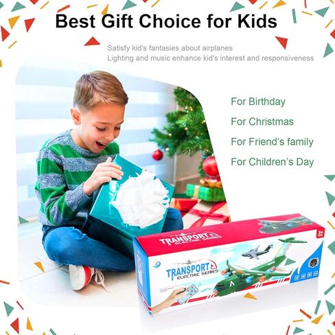 Airplane Toy, LiveGo Bump and Go Electric Detachable Plane Toys with LED Flashing Light Music Remote Control Battery Operated for Kids Boys Girls Toddler Travel 3-7 Year Old Birthday Gift, Green in Kuwait