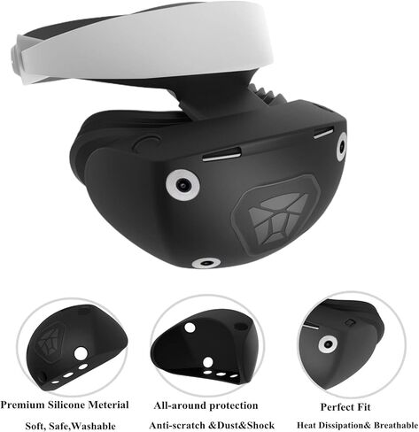 KANG YU متوافق مع PSVR2، غطاء حماية العدسة، غطاء وجه سيليكون أسود VR متوافق مع PS VR2، حافظة واقية مضادة للخدش متوافقة مع Playstation VR2 in Kuwait