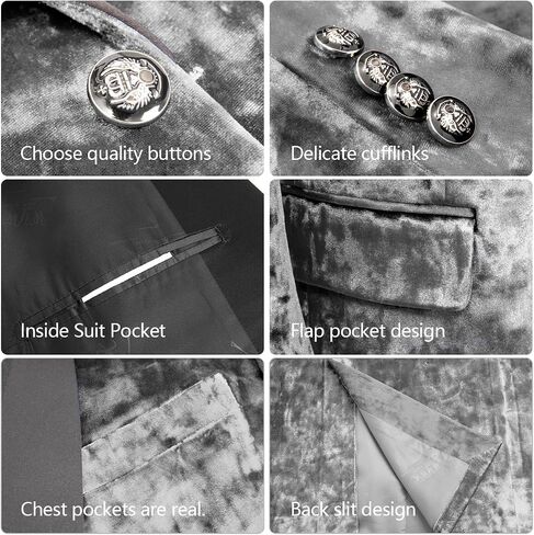 Men's Velvet Slim Fit Suit Casual Blazer for Men One Button Sports Coat Tuxedo Jacket Wedding Party Prom Festival Dress in Saudi Arabia