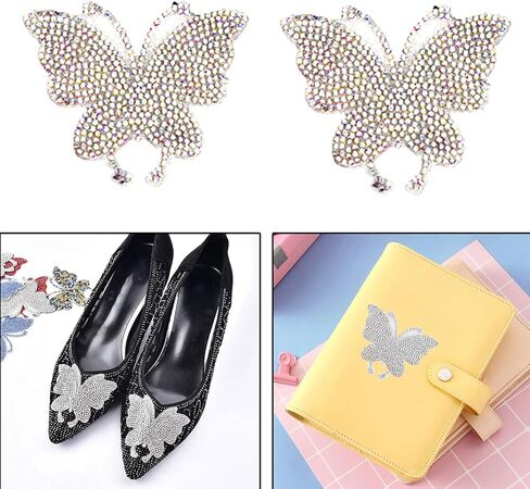 فراشة حجر الراين بقع التطريز الحديد / خياطة على 2PCS فراشة كريستال يزين الملابس ملصق الخرز الزخرفية كريستال حجر الراين شارات التصحيح للملابس حقيبة السراويل الأحذية الملابس الديكور in Kuwait