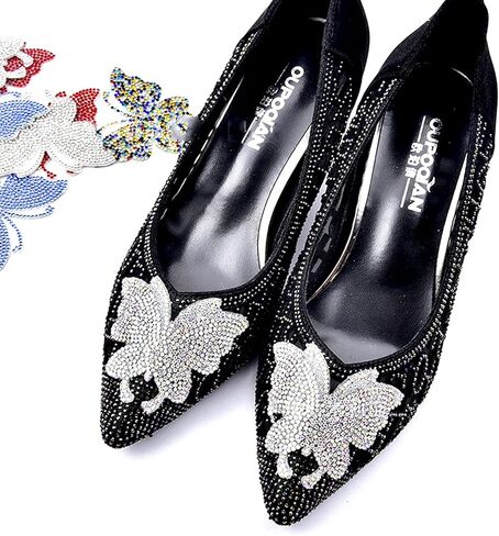 فراشة حجر الراين بقع التطريز الحديد / خياطة على 2PCS فراشة كريستال يزين الملابس ملصق الخرز الزخرفية كريستال حجر الراين شارات التصحيح للملابس حقيبة السراويل الأحذية الملابس الديكور in Kuwait