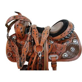 Western Saddle Barrel Racing Horse Pleasure Floral Tooled Gator Leather Seat Saddles Trail Tack Set 15 16 17 18 in Kuwait