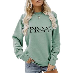 Pray for it on it Over It Through It Sweatshirt Christian Pullover for Women Religious Faith Long Sleeve Shirts in Saudi Arabia