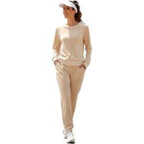 Totatuit بدلات المسار للنساء مجموعة بدلات رياضية قطيفة 2 قطعة ملابس الركض ملابس رياضية مخملية مع جيوب in Kuwait