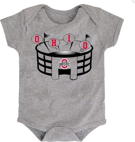 Ohio State Buckeyes Officially Licensed 100% Cotton Short Sleeve Stadium Chant Baby Bodysuit - Gray in Saudi Arabia