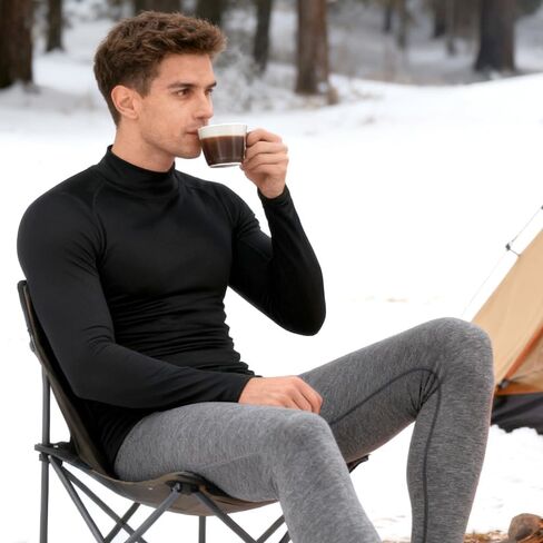 3-Pack Men's Fleece Lined Compression Long Sleeve Shirts - Thermal High Neck, Windproof & Quick-Dry for Running, Gym,Skiing in Saudi Arabia