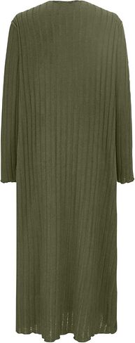 Plus Size Dresses for Curvy Women Trendy Long Sleeve Sweater Dress Fall Casual Ribbed Knit V-Neck Midi Dresses in Saudi Arabia