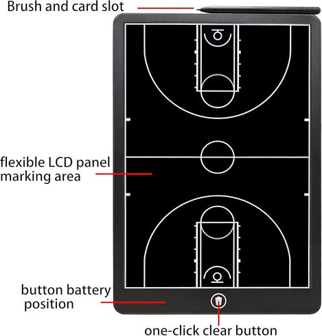 Basketball Coaching Board, 16 Inch LCD Coach Clipboard, Basketball Marker Training Equipment Accessories with Pen in Saudi Arabia