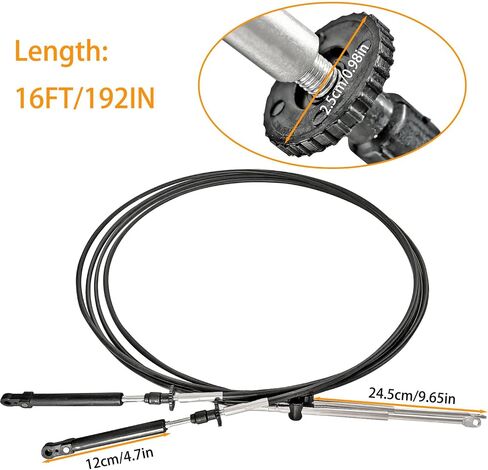 2 قطعة كابل التحكم عن بعد خنق التحول 16FT متوافق مع جونسون/لEvinrude/لOMC، استبدال كابل خنق القارب 0173116، أسود in Kuwait