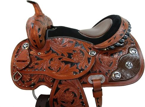 الغربية السرج برميل سباق الخيل متعة الأزهار مزخرف التمساح مقعد جلدي السروج درب تك مجموعة 15 16 17 18 in Saudi Arabia