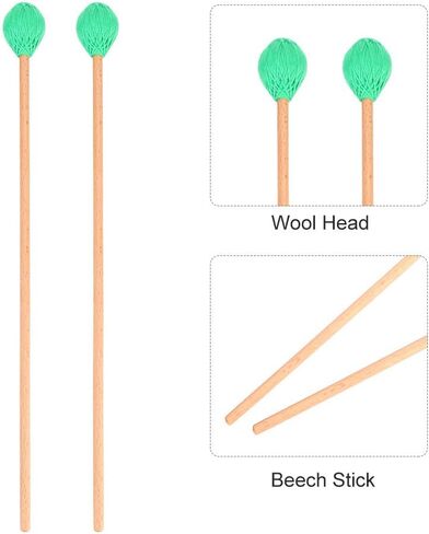 Keyboard Marimba Mallets, Wool Head, Beech Handles, Intermediate Player, Percussion Instruments for Musicians, Educators, Stage Performances, Home Entertainment, Professional Practice, Music Education in Saudi Arabia