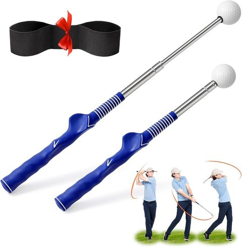 Retractable Golf Swing Training Aid, Right-Handed Golf Swing Trainer with Click Feedback, Tempo Stick Golf to Improve Strength & Tempo with Arm Band, Ideal for Beginners, Indoor & Outdoor Use in Saudi Arabia