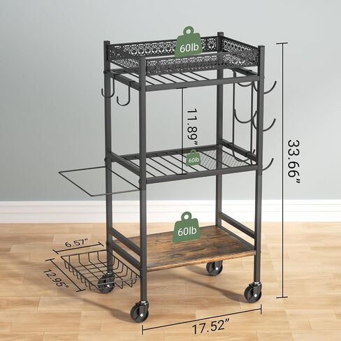 Dumbbell Rack Stand Only, Home Weight Rack for Dumbbells Kettlebells Yoga Mat, Home Gym Storage Rack with Wheels and Hooks, Space Saving Workout Equipment Organizer. ﻿ in Saudi Arabia